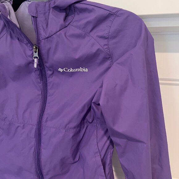 Columbia Girls Purple Switchback II Hooded Waterproof Raincoat Jacket, Size Smal - Picture 4 of 5